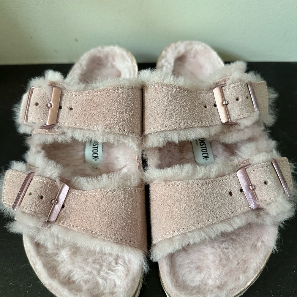 Birkenstock Blush Furry Sandals